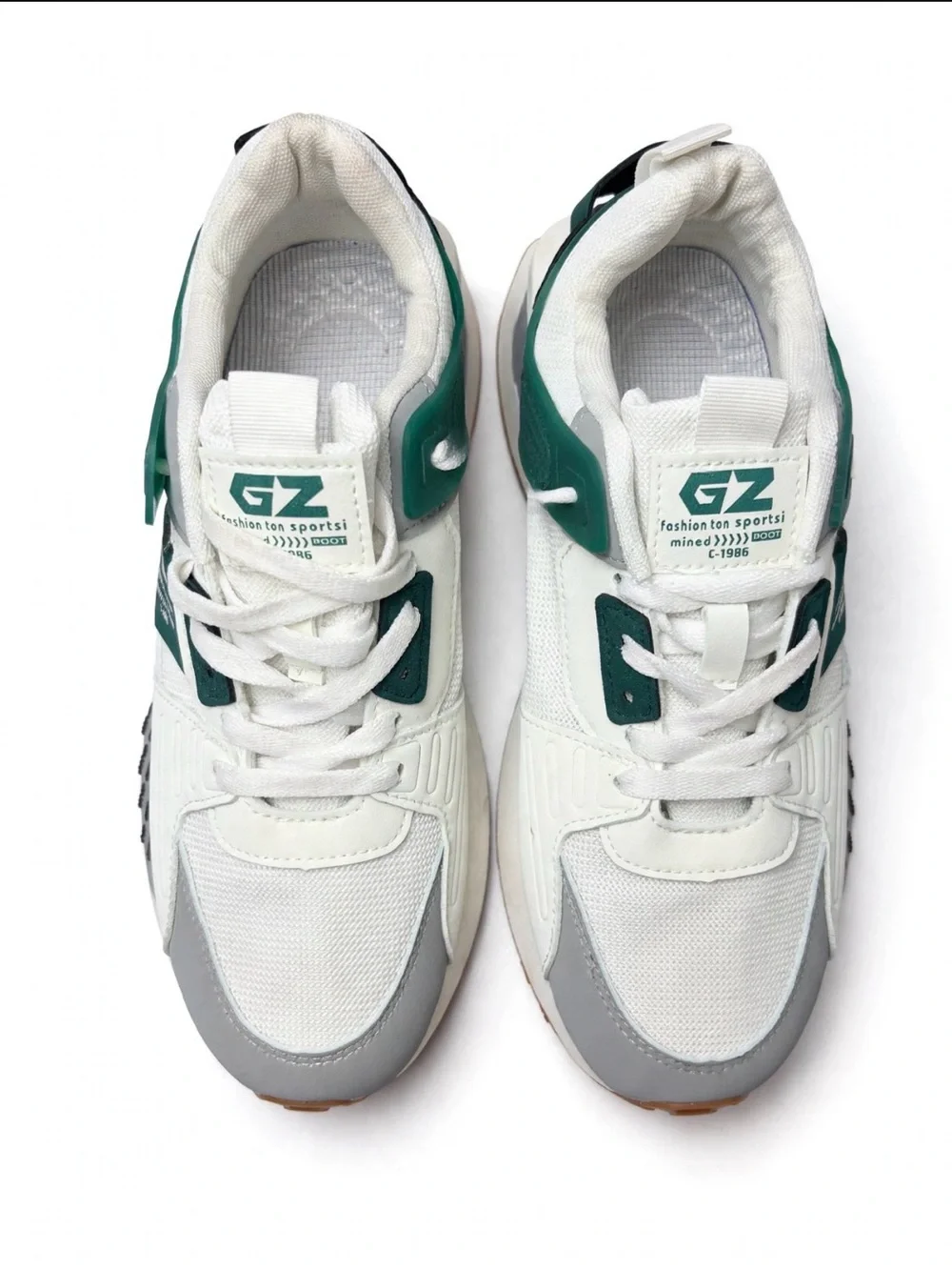 White & Green Men's Athletic Sneakers